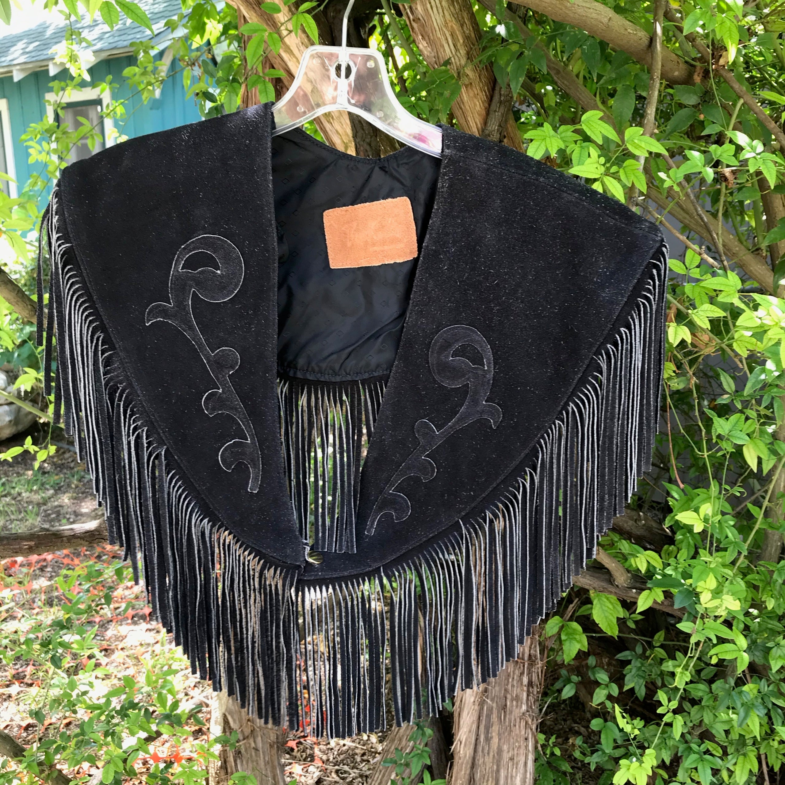 black suede shawl