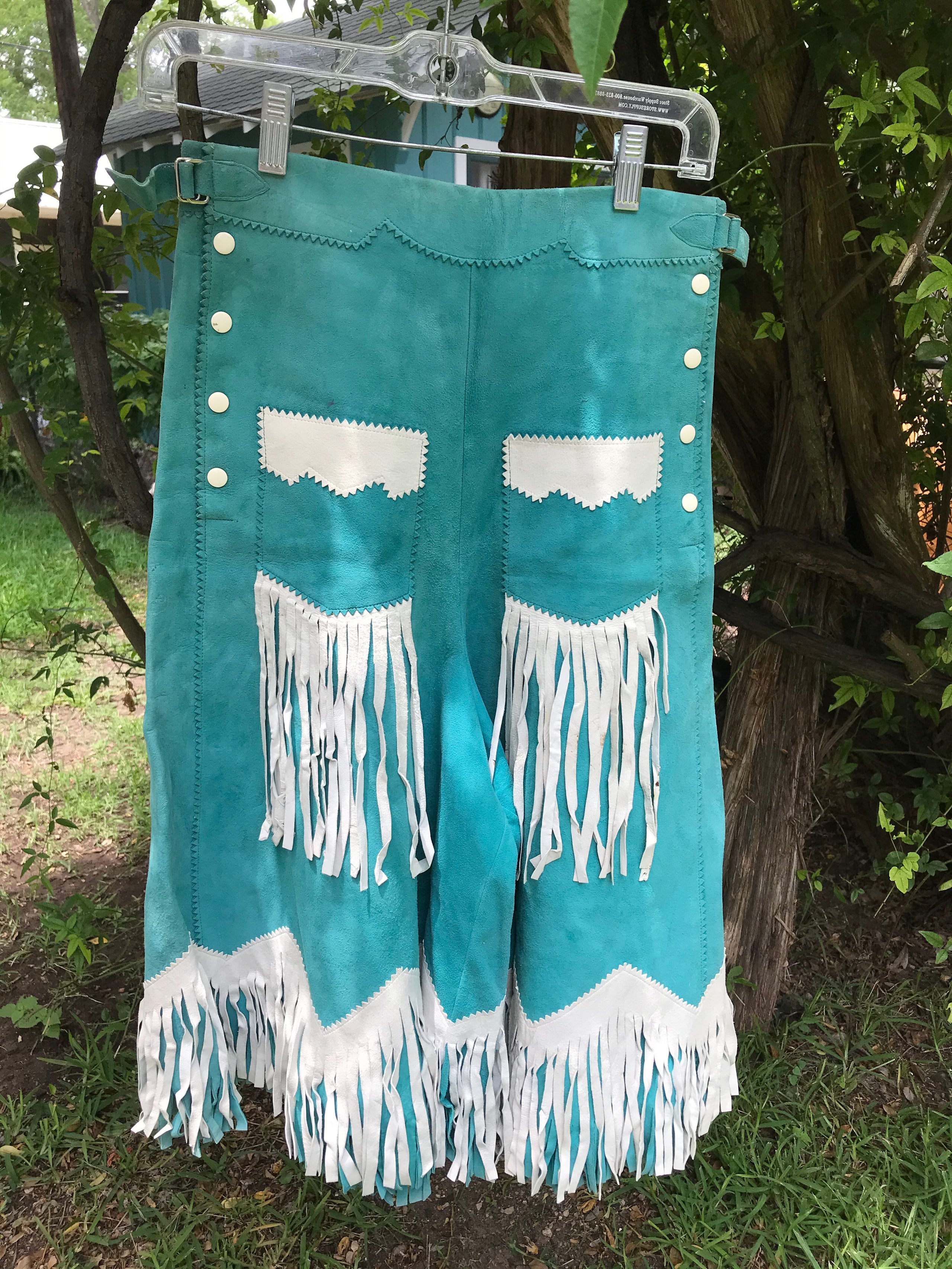 RARE 1940s 50s Marge Riley Turquoise Suede Western Culottes My Site